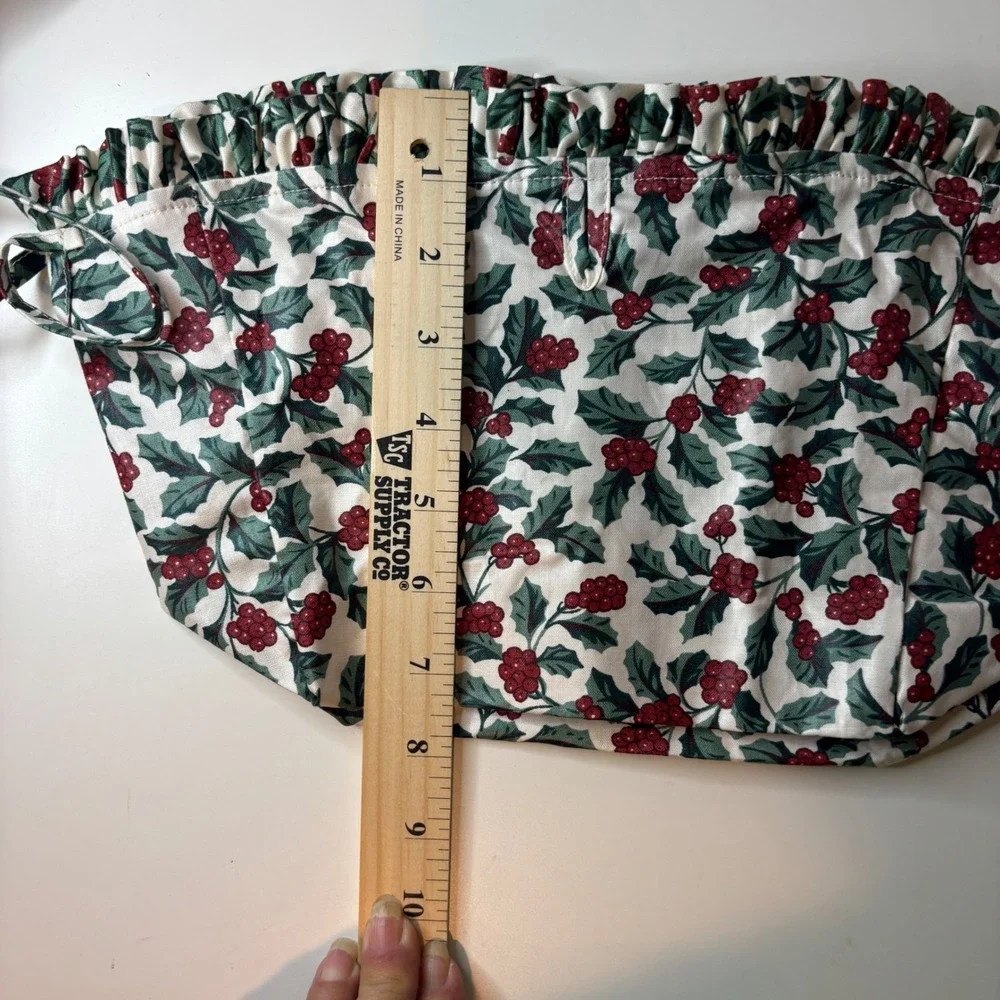 Longaberger Basket Liner Small Purse Traditional Holly Cream Red Green 208427